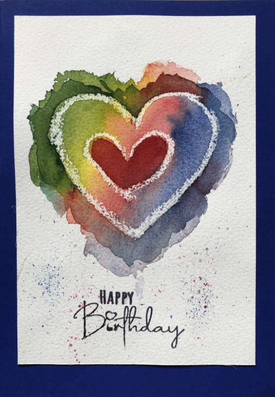Aquarell Grußkarte mit Herz