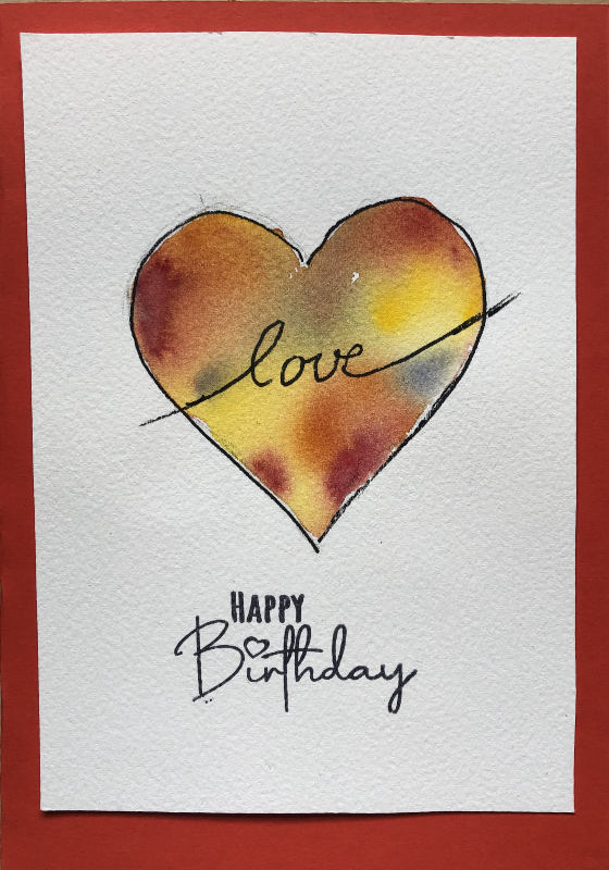 Aquarell Grußkarte mit Herz